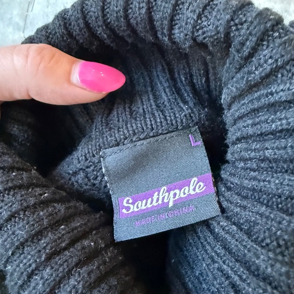 Southpole black turtleneck cable knit sweater fitted grunge skater y2k 2000s - Picture 4 of 4